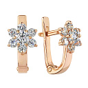 Серьги детские из красного золота с фианитами
