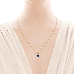 Подвеска из желтого золота с бриллиантами, топазом