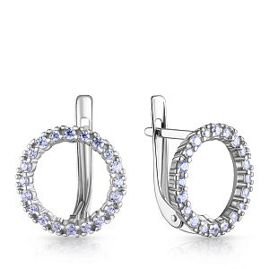 Серьги с английским замком из серебра с фианитом