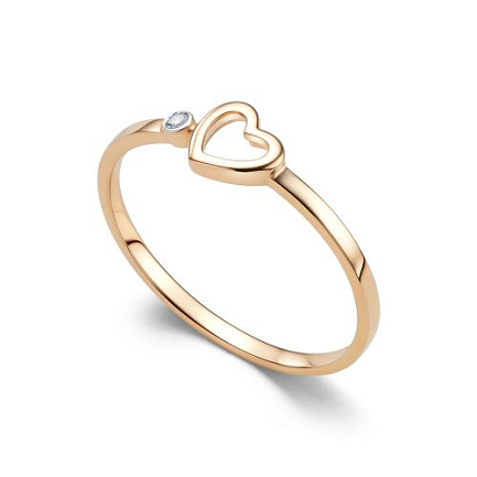 Кольцо из красного золота с бриллиантом