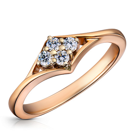 Кольцо из красного золота с бриллиантами