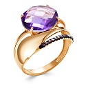 Кольцо из красного золота с бриллиантами, аметистом