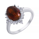 Кольцо из серебра с опалом, фианитом