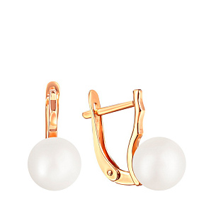 Серьги из красного золота с жемчугом