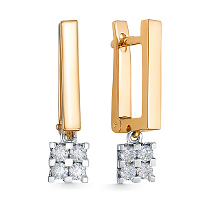 Серьги из красного золота с бриллиантом