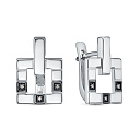 Серьги с английским замком из серебра с бриллиантами