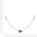 Колье из белого золота с топазом, фианитом, плетение якорное