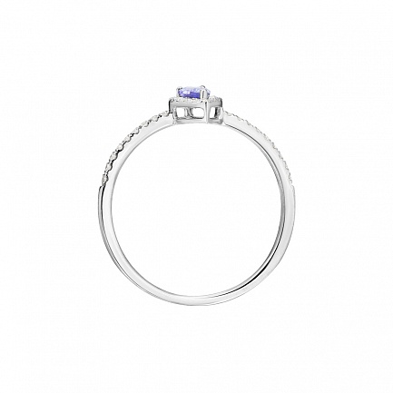 Кольцо из белого золота с бриллиантами, танзанитом