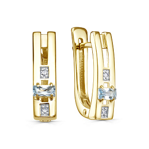 Серьги с английским замком из серебра с топазами и бриллиантами