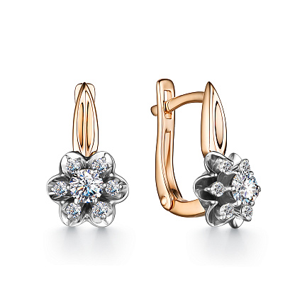 Серьги из красного золота с бриллиантами