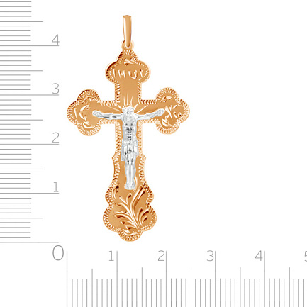 Крест ручной работы из комбинированного золота