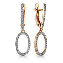 Серьги с английским замком из красного золота с фианитом