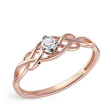 Кольцо из красного золота с бриллиантом