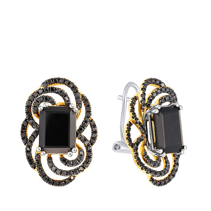 Серьги из желтого золота с бриллиантами