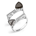 Кольцо из серебра с агатом, фианитами