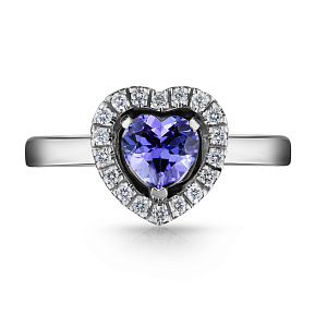 Кольцо из белого золота с бриллиантами, танзанитом