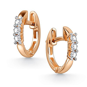 Серьги из красного золота с бриллиантом