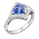 Кольцо из белого золота с бриллиантами, танзанитом