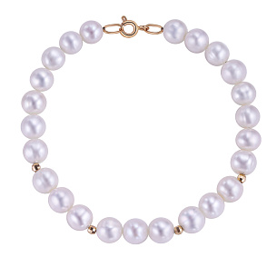 Браслет декоративный из красного золота с жемчугом