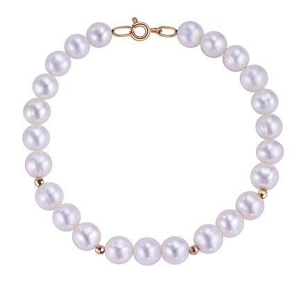 Браслет декоративный из красного золота с жемчугом