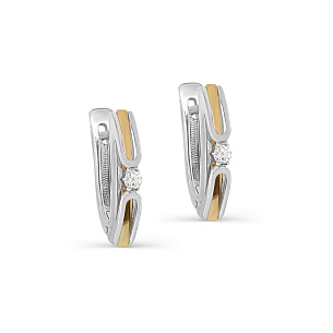 Серьги с английским замком из белого золота с бриллиантом