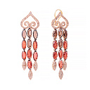 Серьги из красного золота с бриллиантами, гранатами