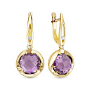 Серьги из желтого золота с бриллиантами, аметистами