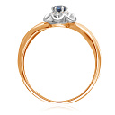 Кольцо из красного золота с бриллиантами, сапфиром