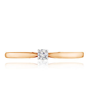 Кольцо из красного золота с бриллиантом