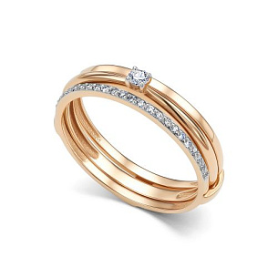 Кольцо из красного золота с бриллиантами