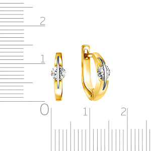 Серьги с английским замком из желтого золота с бриллиантами