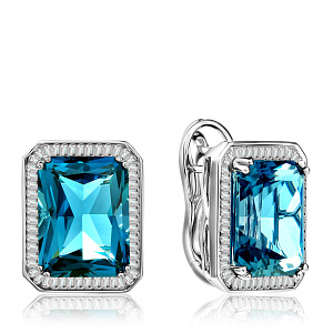 Серьги с английским замком из белого золота с бриллиантами