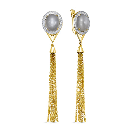 Серьги с английским замком из желтого золота с бриллиантами