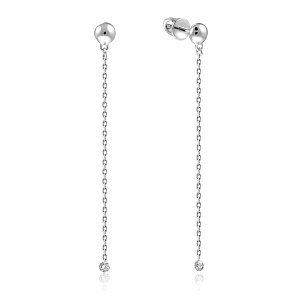 Серьги Пусеты из белого золота с бриллиантами, плетение якорное