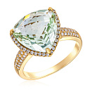 Кольцо из желтого золота с бриллиантами, аметистом