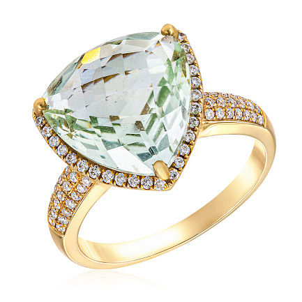 Кольцо из желтого золота с бриллиантами, аметистом