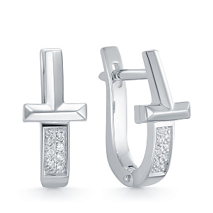 Серьги из белого золота с бриллиантом
