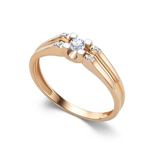 Кольцо из красного золота с бриллиантом