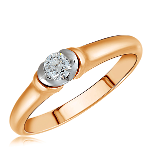 Кольцо из красного золота с бриллиантом