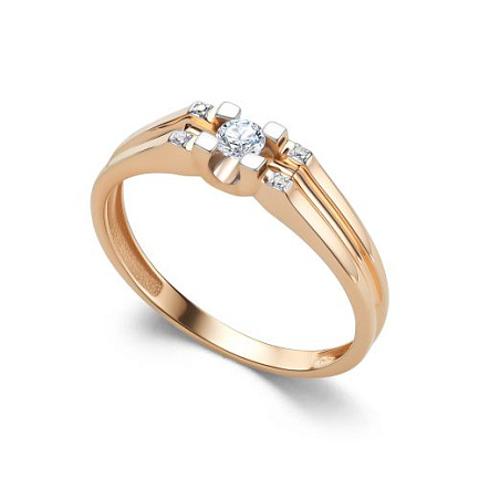 Кольцо из красного золота с бриллиантами