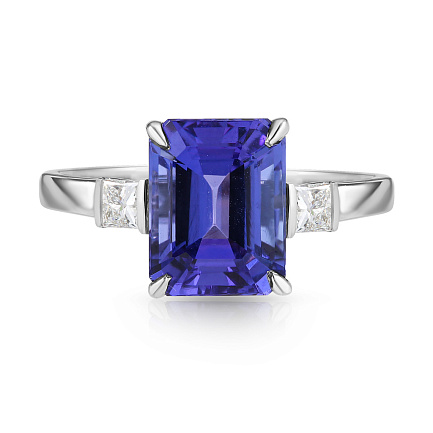 Кольцо из белого золота с бриллиантами, танзанитом