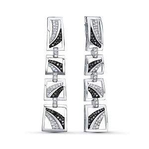 Серьги с английским замком из белого золота с бриллиантами