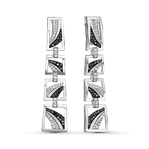 Серьги с английским замком из белого золота с бриллиантом