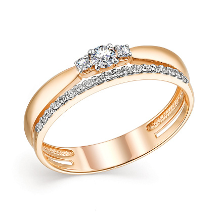 Кольцо из красного золота с бриллиантами