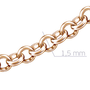 Цепь автомат из красного золота, плетение бельцер (ролло)