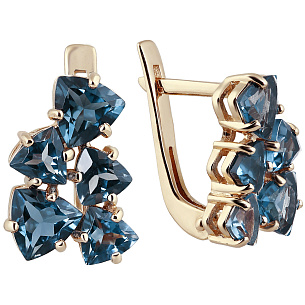 Серьги с английским замком из красного золота с топазом