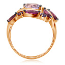 Кольцо из красного золота с аметистом, родолитом