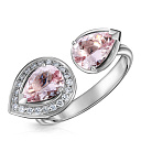 Кольцо из белого золота с бриллиантами, морганитами