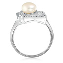 Кольцо из серебра с жемчугом, фианитом