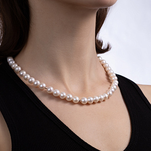 Бусы из красного золота с жемчугом